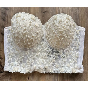 Windsor Bralette Ivory Beaded Padded Underwire Size XS Fairy Romantic Coquette